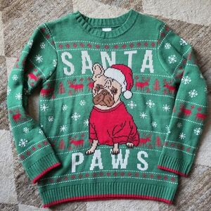 Holiday Time Green Santa Paws Sweater